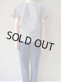 atelier naruse　コットンボーダーカットソー半袖　ベージュ×ネイビー