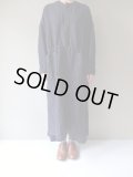 FIRMUM　ウールリネンストライプロングプルオーバー　NAVY×BROWN STRIPE