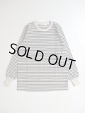 atelier naruse　コットンボーダーカットソー長袖　ベージュ×ネイビー