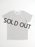 atelier naruse　コットンボーダーカットソー半袖　ベージュ×ネイビー