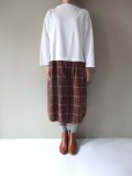 【SALE40%OFF】nooy　二重織コットンレイヤードシャツドレス　WH/BRcheck