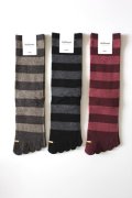 Hoffmann　ウール&コットン5本指太ボーダーソックス