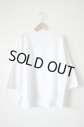 STAMP AND DIARY　ハイマイクロコットン天竺モックネックワイド7分袖Tシャツ　シロ