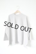 STAMP AND DIARY　ハイマイクロコットン天竺クルーネックワイド7分袖Tシャツ　グレー