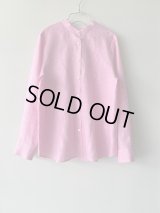 atelier naruse　フレンチリネンミニギンガム バンドカラーシャツ【na-F02046】　ピンク