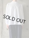 STAMP AND DIARY　ハイマイクロコットン天竺モックネックワイド長袖Tシャツ　シロ