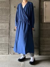  atelier naruse　オーガニックコットンジョーゼットカシュクールワンピース【na-F03091】藍色 