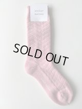atelier naruse　ウール〜ヘリンボン〜アランソックス【naya-58】ペールピンク