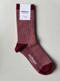 Hoffmann　コットン千鳥格子柄ソックス【9-1126-22】ワインレッド×ピンク