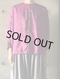  ○ NO CONTROL AIR　ポリエステル・クラッシュスウェードサテンノーカラーシャツ【RB_NC1402SF】Dahlia Purple