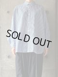 FIRMUM　1/80スターチコットン・ストライプローン カーブスリーブシャツ【CA_FR1203SF】OFF WHITE×BLUE