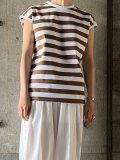 ● tannossa　ボーダーフレンチスリーブトップ【TC-0741】BROWN-B