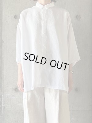 画像1: NO CONTROL AIR　スラブトリアセテート・ガーゼ台襟付きオーバーサイズシャツ【CA_NC1103S6】White