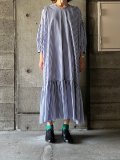 【SALE40%OFF】UNIVERSAL TISSU　ストライプVネックギャザーOP【UT241OP008】ネイビーストライプ