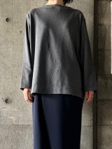 FIRMUM　十六番双糸空紡綿天竺ボートネック長袖プルオーバー【DR_FR1303TF】GREY TOP