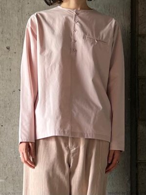 画像1: atelier naruse　コットンヘンリーネックシャツ【na-t02065】ash pink