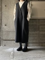atelier naruse コットンウールヘリンボーンジャンパースカート【na-f03098】gray