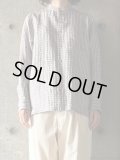 atelier naruse　リネンチェックバンドカラーシャツ【na-f02068】renga check