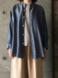  ● FIRMUM　リヨセル＆ポリエステル・シャンブレーマオカラーシャツ【DR_FR1201SF】CHAMBLUE