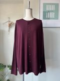 ● TISSU　ウォッシャブルウール天竺 クルーネックカーディガン【TS243CT093】バーガンディ