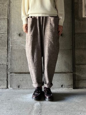 画像1: atelier naruse　シェットランドウールリネンサルエルパンツ【na-f05101】brown