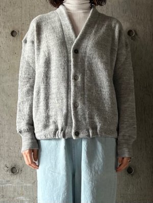 画像1: CLOSELY  stand V-neck cardigan【CLO374】light-grey