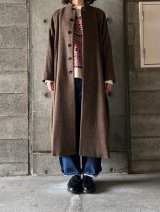 atelier naruse　ウールリネンツィードスタンドカラーコート【na-f04060】brown