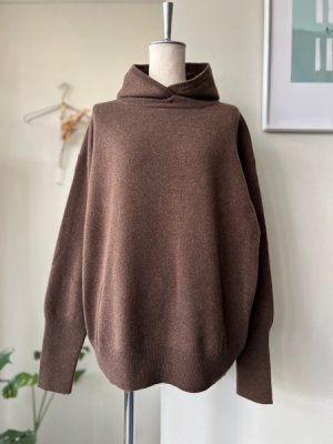 画像1: atelier naruse　ウールニットパーカー【nakt-36】brown