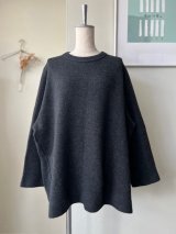 FIRMUM　ウール＆コットン・接結二重編み クルーネックプルオーバー【DR_FR2102TF】DARK GREY TOP