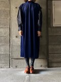  【SALE30%OFF】UNIVERSAL SEVEN　ベロア コンボギャザースリーブOP【US244PT012】ブルー×ネイビー