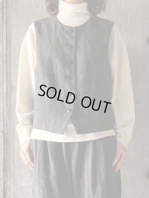 画像1: atelier naruse　リネンベスト【na-f04062】チャコール
