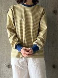  【SALE20%OFF】atelier naruse　コットンボーダーカットソー（長袖）【na-f07091】ベイジュ×イエロー