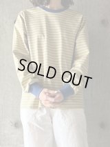 atelier naruse　コットンボーダーカットソー（長袖）【na-f07091】ベイジュ×イエロー