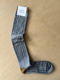 atelier naruse　コットン〜W stripe〜ハイソックス【naya-74】グレイ