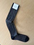 atelier naruse　コットン〜W stripe〜ハイソックス【naya-74】ネイビー