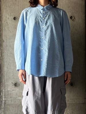 画像1: FIRMUM　フレンチツイル・リップル ピボットスリーブシャツ【LE_FR0801SF】SAXE BLUE