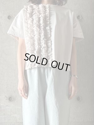 画像1: UNIVERSAL SEVEN　クラシック天竺 フリルTシャツ 【US251CT023】グレージュ