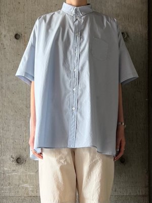 画像1: TISSU　ナチュラルタイプライター ボタンダウン半袖シャツ【TS250SH072】スモーキーサックス