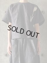  atelier naruse　コットンリネンスモックブラウス 〜チューリップ〜【na-h02076】moku-gray