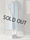 atelier naruse　リネンワイドギャザーワンピース【na-t03100】aqua blue