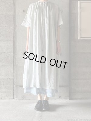 画像1: atelier naruse　リネンワイドギャザーワンピース【na-t03100】pale mint