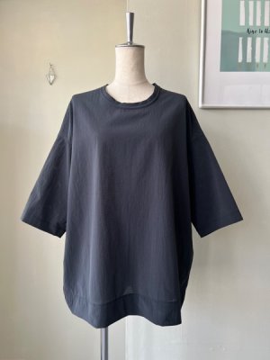 画像1: NO CONTROL AIR　エアベント・メッシュタフタ 5分袖オーバーサイズシャツ【LE_NC1003PO】Black
