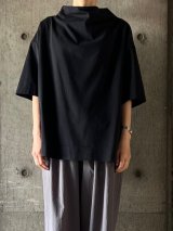 FIRMUM　微強撚綿天竺ボトルネック6分袖プルオーバー【LE_FR0903T6】BLACK