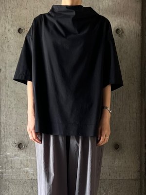 画像1: FIRMUM　微強撚綿天竺ボトルネック6分袖プルオーバー【LE_FR0903T6】BLACK