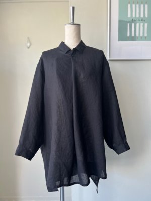 画像1:  NO CONTROL AIR　スラブトリアセテート・ガーゼ プルオーバーシャツ【LE_NC1110PO】Black