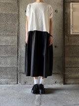 UNIVERSAL SEVEN　クラシック天竺 バイカラーフレンチスリーブOP 【US251CT009】シロ×クロ