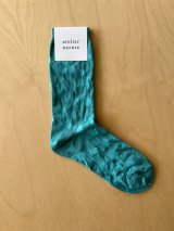 atelier naruse　コットン〜planet〜ミドルソックス【naya-73】aqua blue