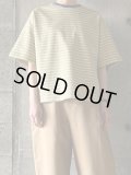  atelier naruse　コットンボーダーカットソー（半袖）【na-f07092】beige × yellow