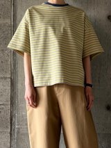  atelier naruse　コットンボーダーカットソー（半袖）【na-f07092】beige × yellow
