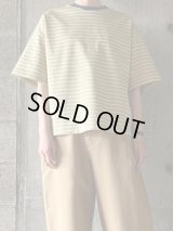  atelier naruse　コットンボーダーカットソー（半袖）【na-f07092】beige × yellow